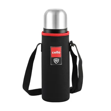 Cello Duro Flip Thermosteel Flask with Jacket 500ml Black 24-Hour Hot & Cold Rustproof Leakproof Stainless Steel Bottle for Office Gym Travel thumbnail 3