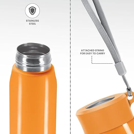 Milton Handy 650 Stainless Steel Sipper Bottle 690ml Orange | Leak Proof, ISI Certified, Rust Proof Water Bottle for School, Office, Gym India image 4