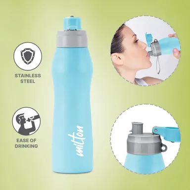Milton Active 1000 Stainless Steel Water Bottle 885ml Sky Blue | Spout Mouth, Leak Proof, ISI Certified, Rust Proof Bottle for School, Office, Gym thumbnail 1