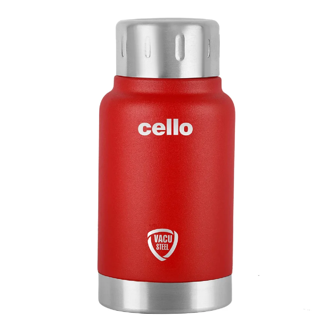 Cello Duro Top | Double Wall Stainless Steel Water Bottle 350ml | Hot and Cold Vacuum Insulated Flask for Travel, Office, School | Scratch Resistant Red image 2