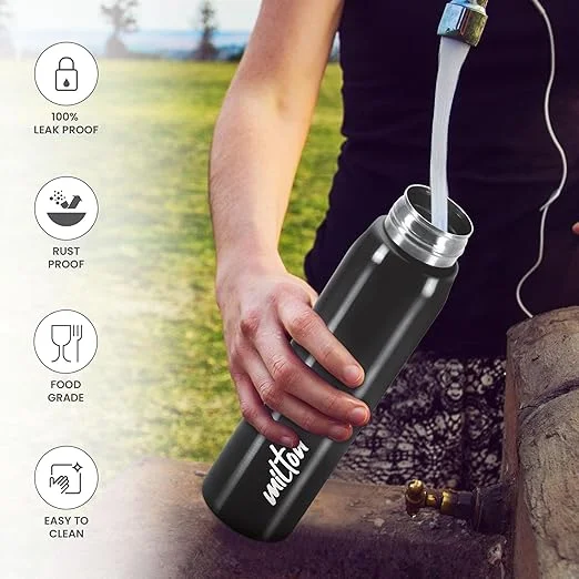 Milton Handy 850 Stainless Steel Sipper Bottle 780ml Black | Leak Proof, ISI Certified, Rust Proof Water Bottle for School, Office, Gym image 2