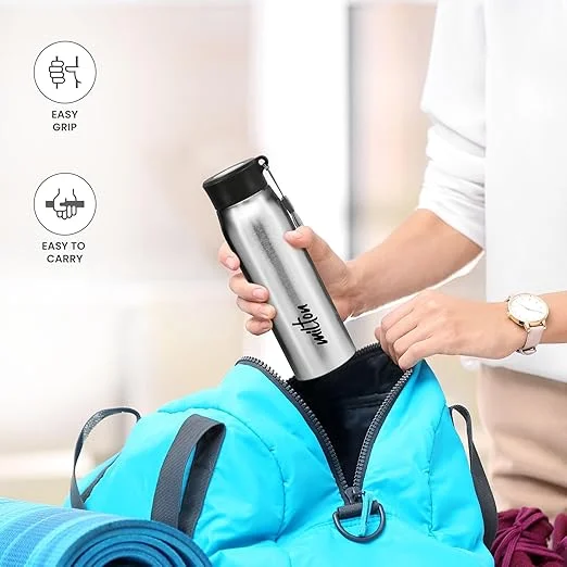 Milton Handy 850 Stainless Steel Leak Proof Water Bottle | 780 ml | Easy Grip | Fitness Travel | Silver| Portable image 3