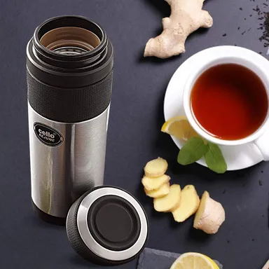 cello detachable infuser flask 360 ml | vacuum insulated stainless steel tea bottle thumbnail 1