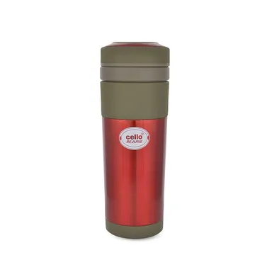 cello detachable infuser flask 360 ml | vacuum insulated stainless steel tea bottle Red thumbnail 0