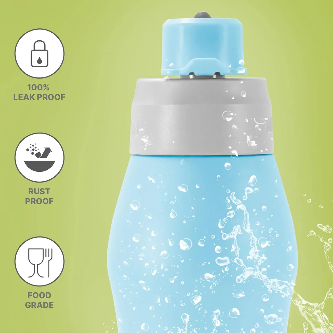 Milton Stainless Steel Water Bottle 1000 ml | Leak Proof Rust Proof ISI Certified | Single Wall Spout Mouth | Gym Office School | Sky Blue | Durable & Portable image 3