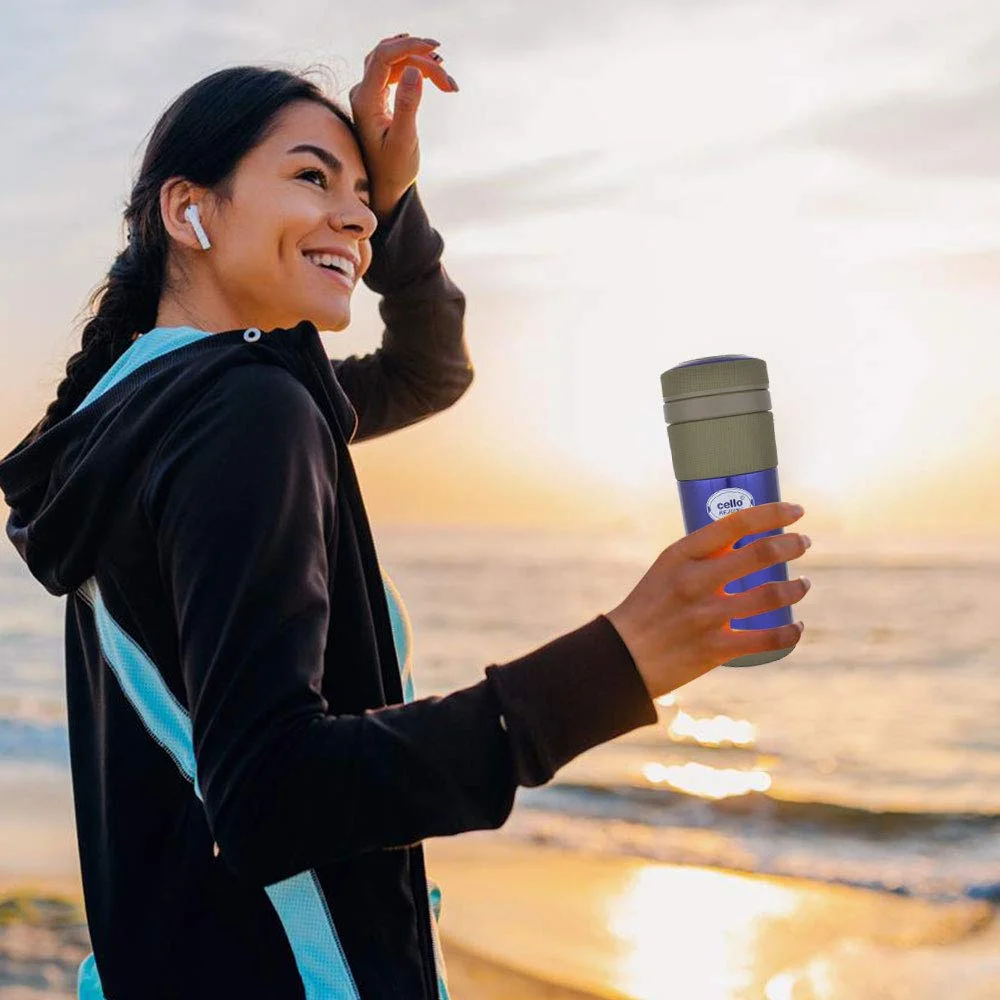 Cello Detachable Infuser 360ml Vacuum Insulated Stainless Steel Tea Bottle Leakproof Double Wall Hot Cold Flask Blue image 2