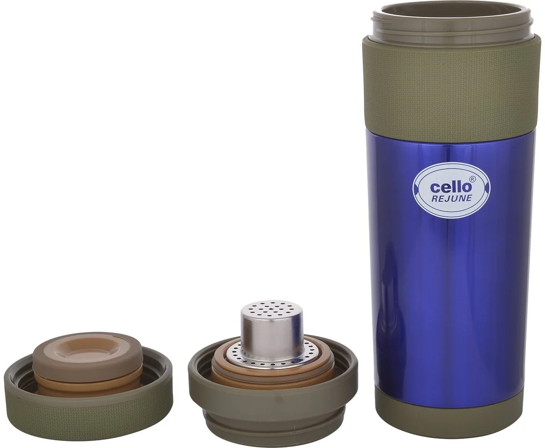 Cello Detachable Infuser 360ml Vacuum Insulated Stainless Steel Tea Bottle Leakproof Double Wall Hot Cold Flask Blue image 3