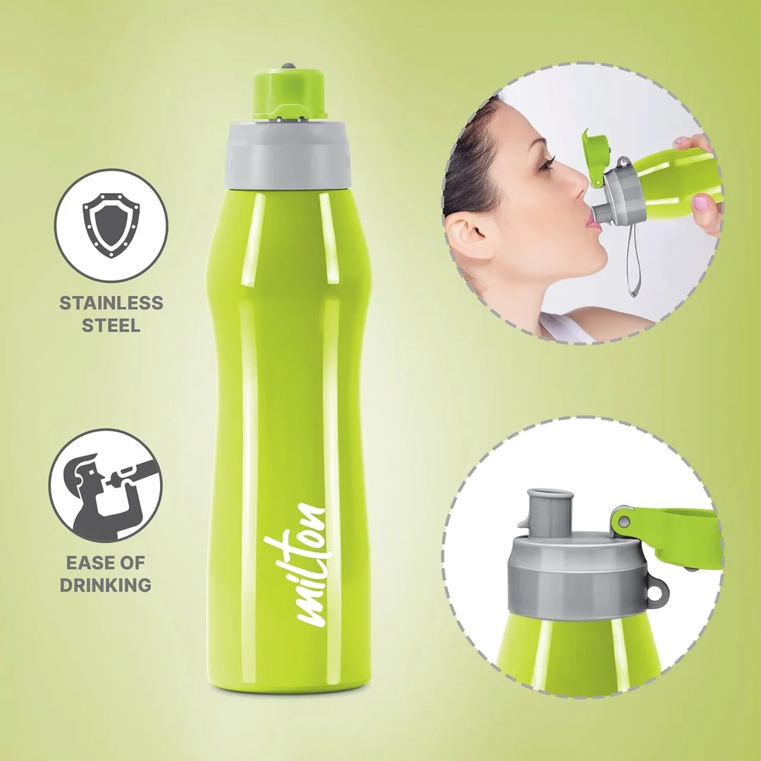 Milton Active 1000 Stainless Steel Water Bottle 885ml Green | Spout Mouth, Leak Proof, ISI Certified, Rust Proof Bottle for School, Office, Gym image 2