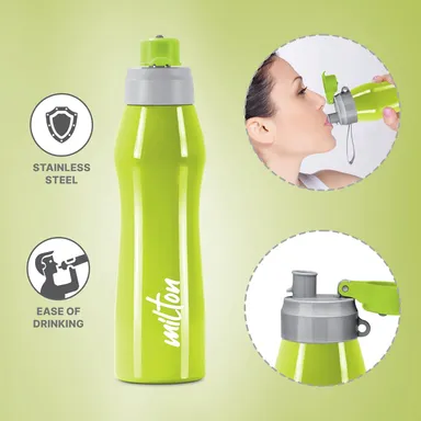 Milton Active 1000 Stainless Steel Water Bottle 885ml Green | Spout Mouth, Leak Proof, ISI Certified, Rust Proof Bottle for School, Office, Gym thumbnail 1