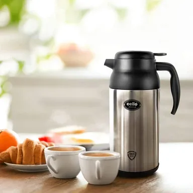Cello Armour Vacuum Insulated Carafe |1600 ml Stainless Steel Thermal Flask | Leakproof Hot & Cold Tea‑Coffee Jug | Office & Party Use thumbnail 1