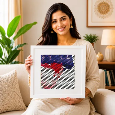 Radiant Universe Abstract Dot Art 12×12 | cosmic décor thumbnail 0