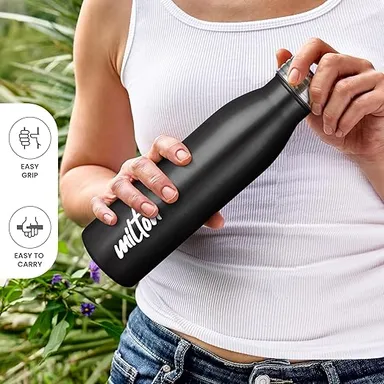 Milton Black Breeze Stainless Steel Water Bottle 750ml | Leak Proof|Rust Proof | Office| School| Travel Use thumbnail 2
