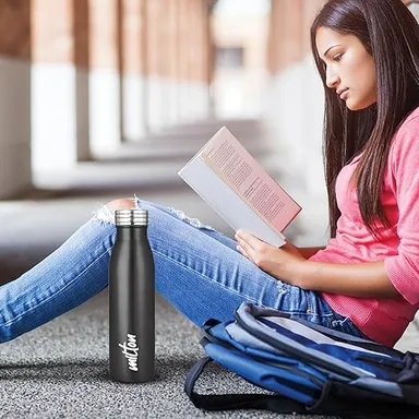 Milton Black Breeze Stainless Steel Water Bottle 750ml | Leak Proof|Rust Proof | Office| School| Travel Use thumbnail 3