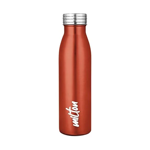 Milton Breeze Stainless Steel Water Bottle| Leak Proof Lid| 750 ml| Single Walled| ISI Certified| Metallic Brown | For School Office Gym image 1