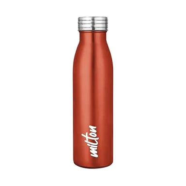Milton Breeze Stainless Steel Water Bottle| Leak Proof Lid| 750 ml| Single Walled| ISI Certified| Metallic Brown | For School Office Gym  thumbnail 0