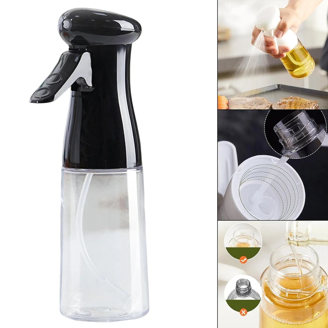 CALANDIS Leakproof Oil Spray Bottle 300ml Black Glass Refillable Cooking BBQ Picnic Cooking Frying Air Fryer Kitchen Tool image 4