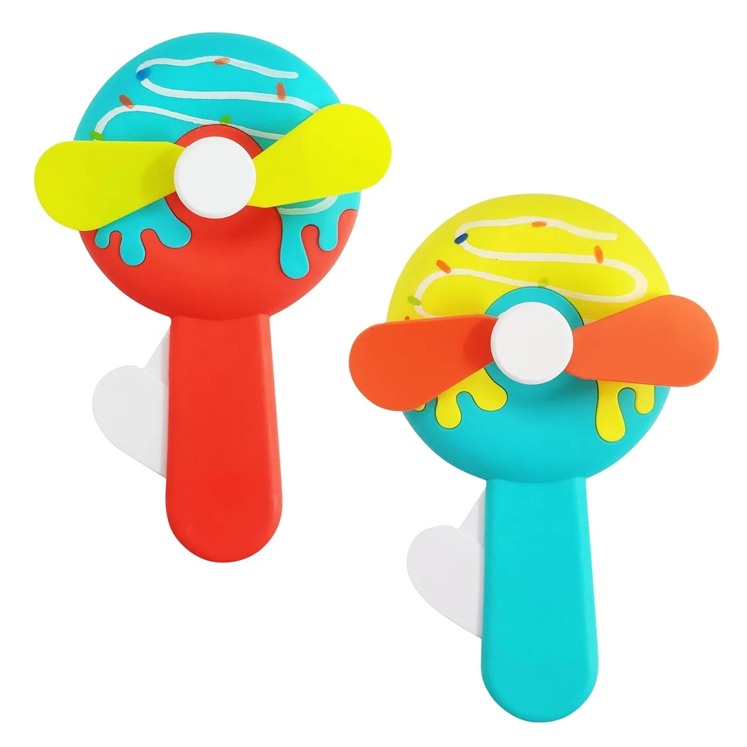 Manual Hand Press Doughnut Fan for Kids | portable pocket fan small manual summer fan for outdoors | pack of 2 image 1
