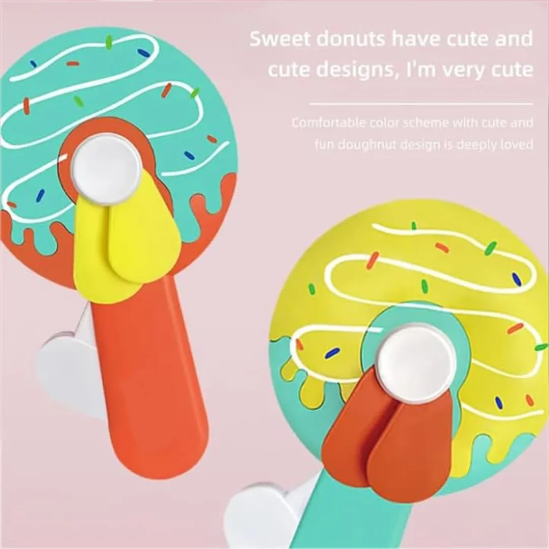 Manual Hand Press Doughnut Fan for Kids | portable pocket fan small manual summer fan for outdoors | pack of 2 image 3