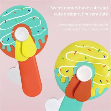 Manual Hand Press Doughnut Fan for Kids | portable pocket fan small manual summer fan for outdoors | pack of 2 thumbnail 2