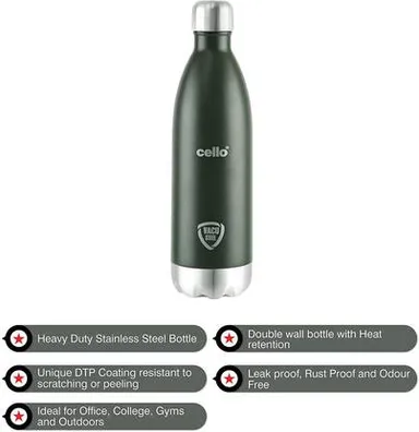 Cello Swift Thermosteel Water Bottle 500ml, Green | Hot & Cold 24 Hours | Scratch Resistant, Leakproof, Rust Proof | Ideal for Office, Gym, Travel, Hiking, Trekking | Stainless Steel Flask thumbnail 2