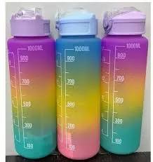 Water bottle |pack of 3 | BPA Free Time Marker Jug for Gym Outdoor Office (Mixed Colors) thumbnail 0