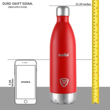 Pinky Store Cellow Duro Tuff 750 ml | Red Double Wall Stainless Steel Bottle | Leak‑Proof, Scratch‑Resistant thumbnail 4