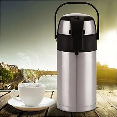 Cello S-VAC Vacuum Insulated Beverage Dispenser | Hot Cold Server | Stainless Steel 304 | 24 Hours Temperature Retention | Silver, Ideal for Tea Coffee Water, Home Office Travel thumbnail 1