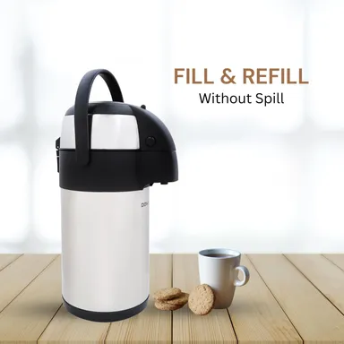 Cello Insulated Hot & Cold Beverage Dispenser | 2500ml | Pump Action Thermal Flask for Home, Office & Events thumbnail 1