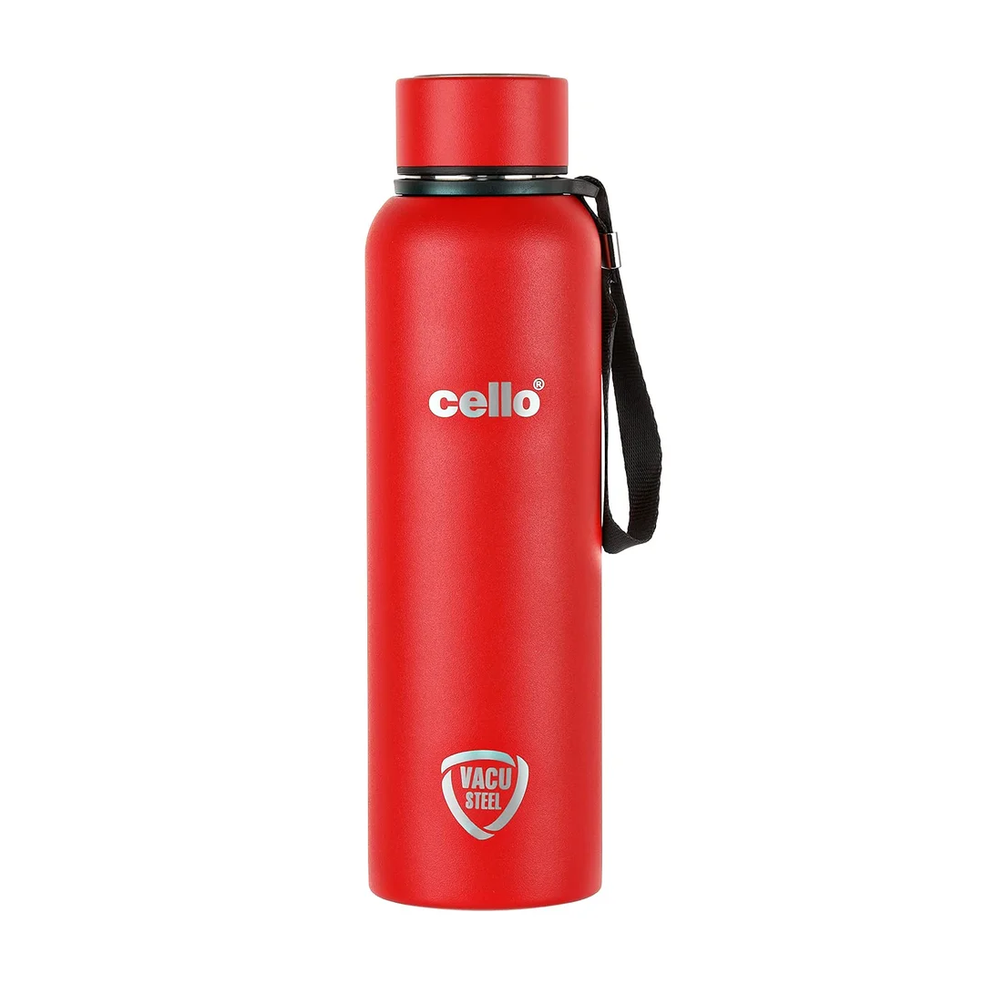 cello 550ml Double Walled Insulated Steel Water Bottle | Leakproof Red Travel Bottle image 1