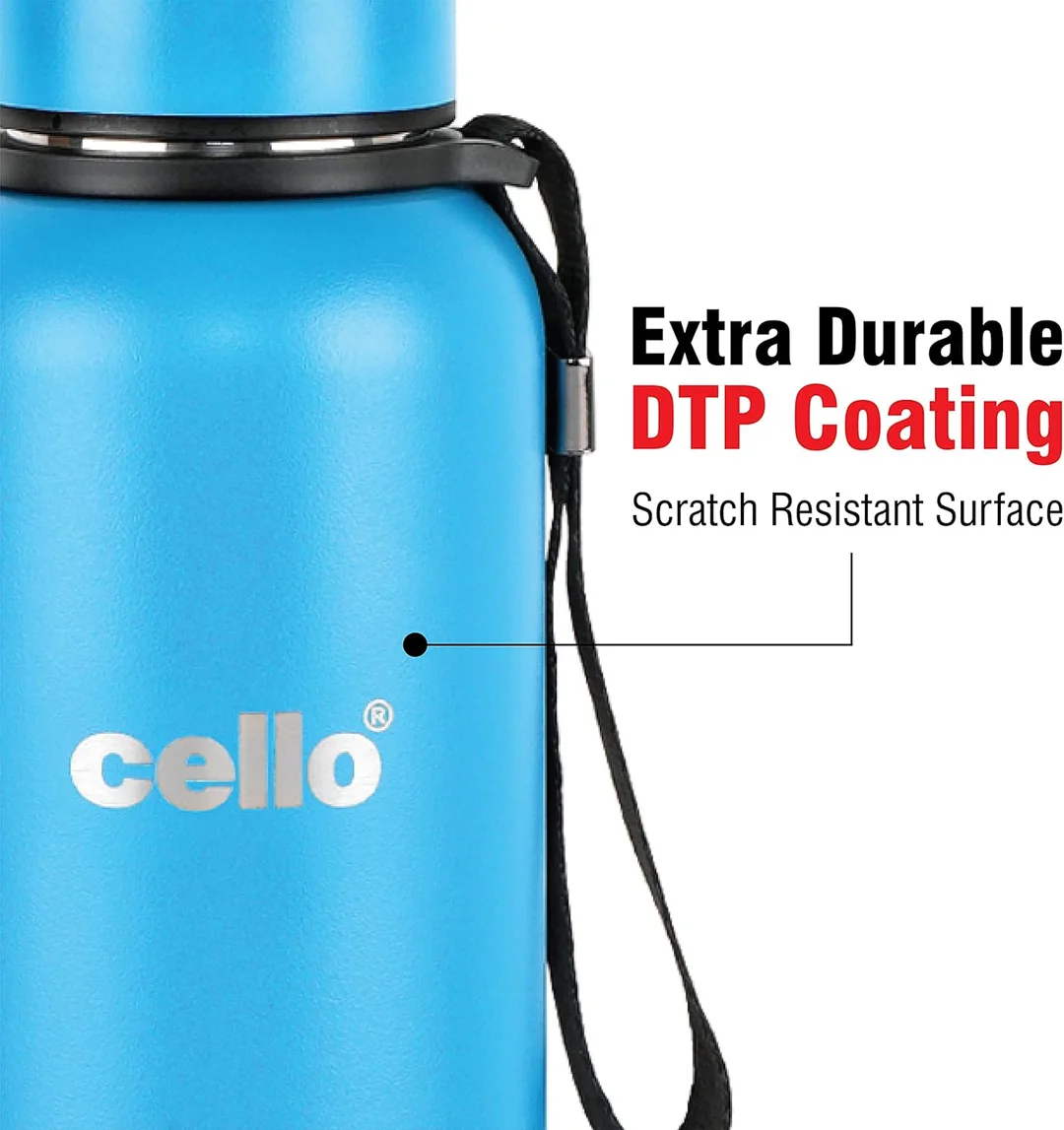 Cello 550ml Double Walled Insulated Steel Water Bottle | Leakproof Light Blue Travel Bottle for Hot and Cold Drinks | Durable, BPA-Free, Premium Quality, Reusable, Perfect for Daily Use, Gym, Office, and Outdoor Adventures image 3