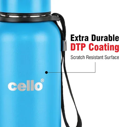 Cello 550ml Double Walled Insulated Steel Water Bottle | Leakproof Light Blue Travel Bottle for Hot and Cold Drinks | Durable, BPA-Free, Premium Quality, Reusable, Perfect for Daily Use, Gym, Office, and Outdoor Adventures thumbnail 2