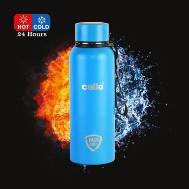 Cello 550ml Double Walled Insulated Steel Water Bottle | Leakproof Light Blue Travel Bottle for Hot and Cold Drinks | Durable, BPA-Free, Premium Quality, Reusable, Perfect for Daily Use, Gym, Office, and Outdoor Adventures thumbnail 3