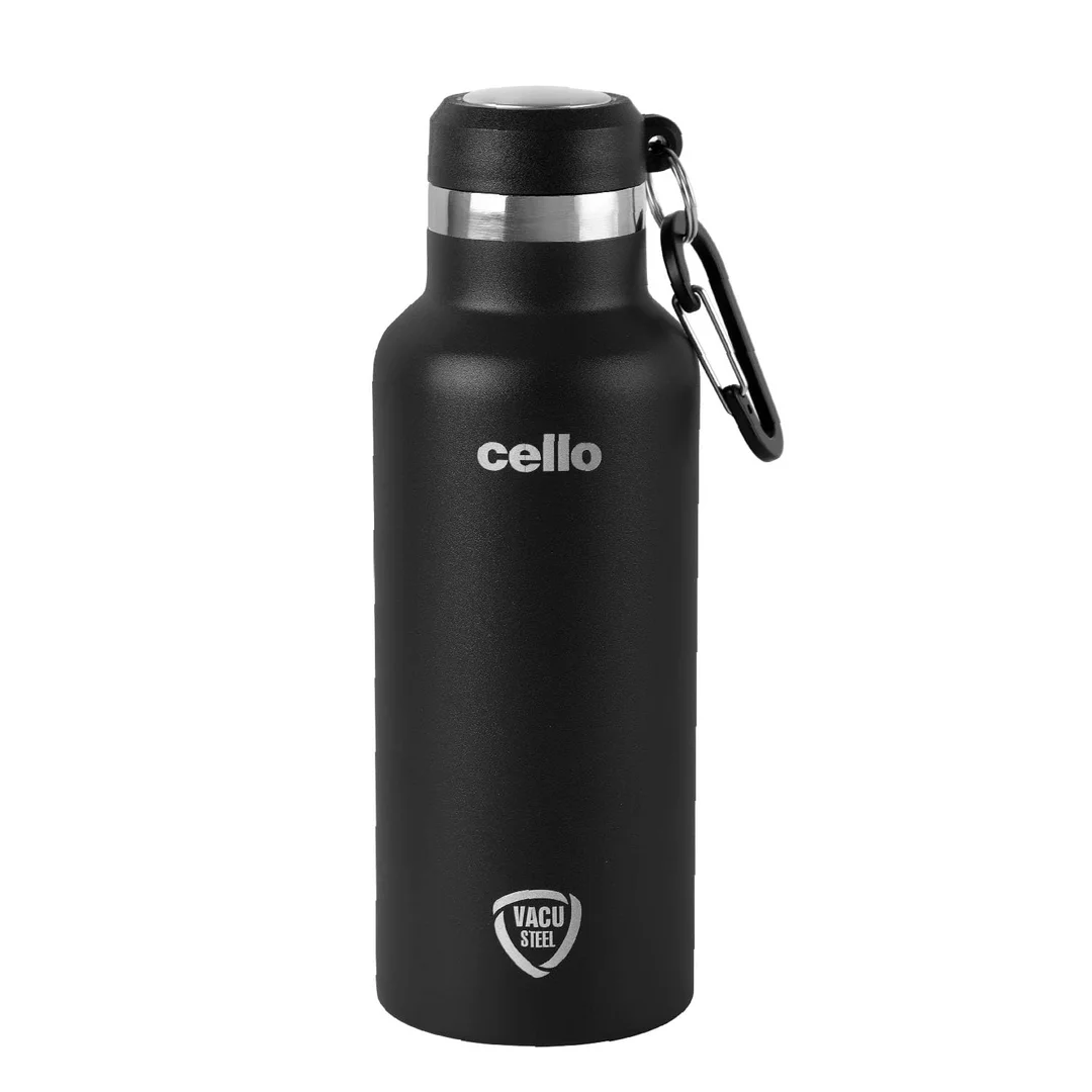 Cello Duro Hector Thermosteel 550ml Black ISI Certified Stainless Steel Double Walled Vacuum Insulated Water Bottle 24H Hot Cold image 1