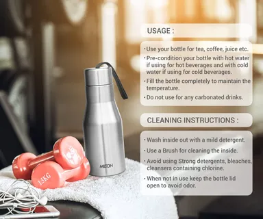 MILTON Super 500 Water Bottle | Stainless Steel 475 ml| Leak Proof| Rust Proof| Slim Design | School| Office| Gym| Travel | ISI Certified thumbnail 2