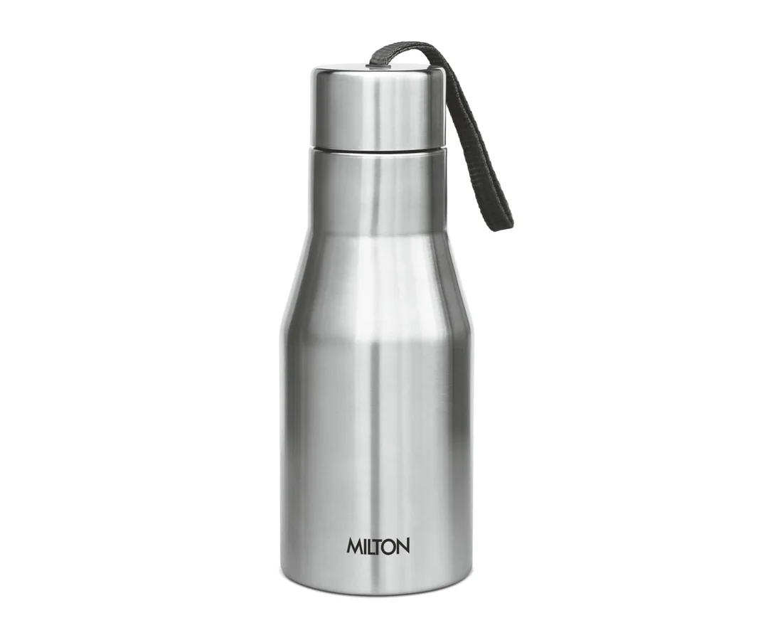 MILTON Super 500 Water Bottle | Stainless Steel 475 ml| Leak Proof| Rust Proof| Slim Design | School| Office| Gym| Travel | ISI Certified image 1