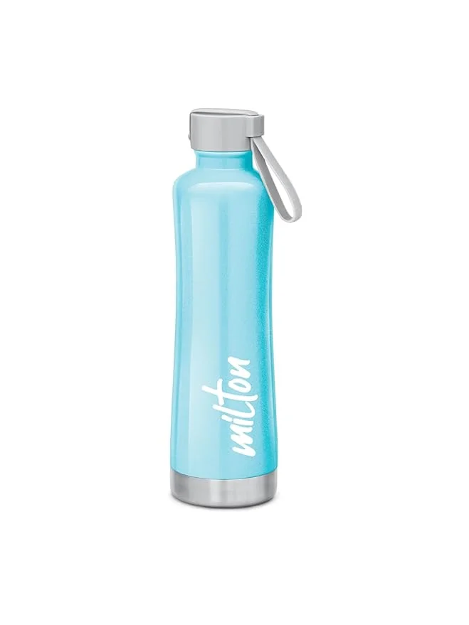 Milton Tiara 600 Thermosteel 490 ml | Vacuum Insulated Hot & Cold Flask | Leak Proof with Carry‑String | Sky Blue image 1