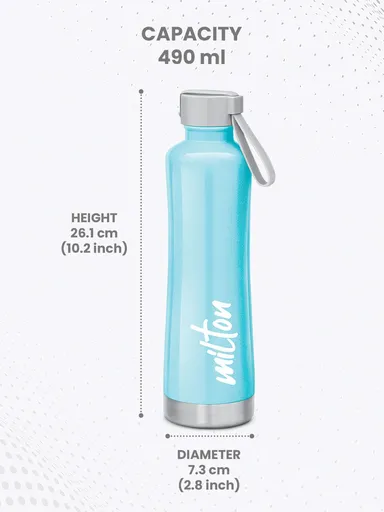 Milton Tiara 600 Thermosteel 490 ml | Vacuum Insulated Hot & Cold Flask | Leak Proof with Carry‑String | Sky Blue thumbnail 3
