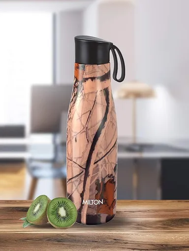 Milton Mirage 1000 | 891 ml Thermosteel Insulated Water Bottle | 24 Hr Hot Cold| Leak Proof| ISI Certified | Brown | Office Gym Travel thumbnail 1
