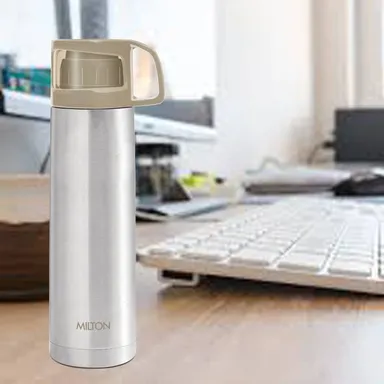 Milton Thermosteel Flask 1000ml| Vacuum Insulated, Leak Proof|Double Walled Steel Bottle| Drinking Cup Lid|Steel Coral Jacket|Travel & Office Use thumbnail 2