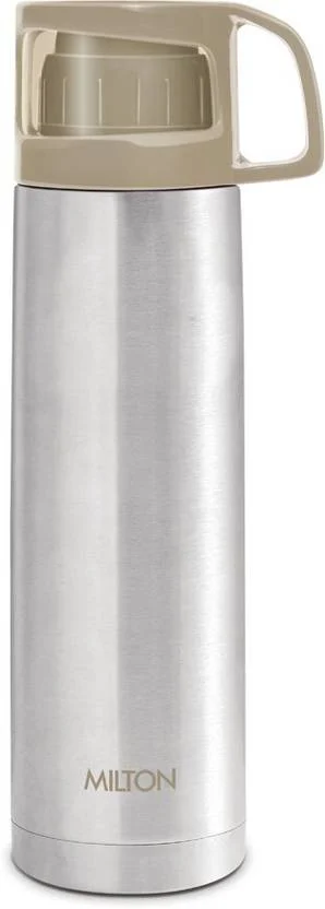 Milton Thermosteel Flask 1000ml| Vacuum Insulated, Leak Proof|Double Walled Steel Bottle| Drinking Cup Lid|Steel Coral Jacket|Travel & Office Use image 1