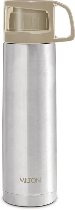 Milton Thermosteel Flask 1000ml| Vacuum Insulated, Leak Proof|Double Walled Steel Bottle| Drinking Cup Lid|Steel Coral Jacket|Travel & Office Use thumbnail 0