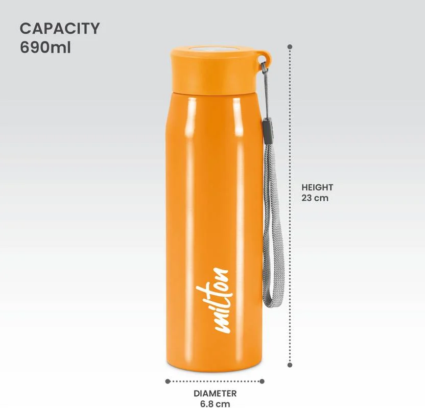 Milton Handy 650 Stainless Steel Bottle 690 ml | Leak Proof, Rust‑Resistant | School Office Gym | Orange image 4