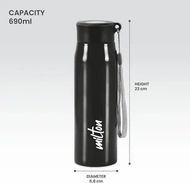 Milton Handy 650 Stainless Steel Water Bottle 690 ml Leak-Proof Single-Walled Rust-Resistant School Office Gym Daily Use Portable Sipper Steel Bottle thumbnail 3