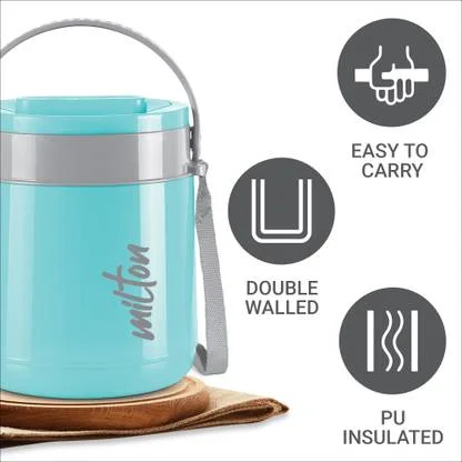 Milton Classic 3 Container Lunch Box sky blue 900ml | Leak-Proof Insulated | Office School Travel | Stainless Steel Thermoware image 2