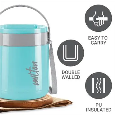 Milton Classic 3 Container Lunch Box sky blue 900ml | Leak-Proof Insulated | Office School Travel | Stainless Steel Thermoware thumbnail 1