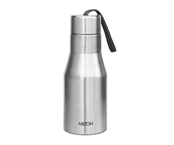 Milton super 500 Stainless Steel Water Bottle 475 ml | Leak Proof silver School Gym image 1