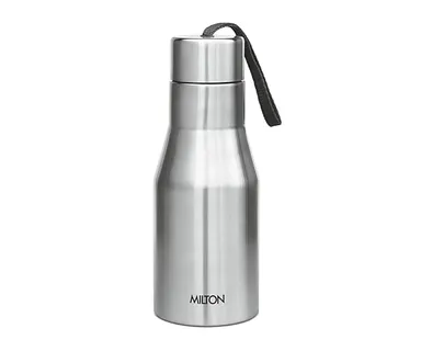 Milton super 500 Stainless Steel Water Bottle 475 ml | Leak Proof silver School Gym  thumbnail 0