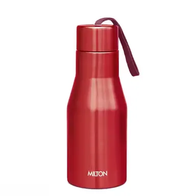 Milton super 500 Stainless Steel Water Bottle 475 ml | Leak Proof red School Gym  thumbnail 0
