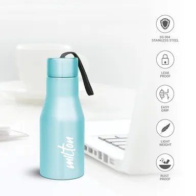 Milton super 500 Stainless Steel Water Bottle 475 ml | Leak Proof blue School Gym  thumbnail 1