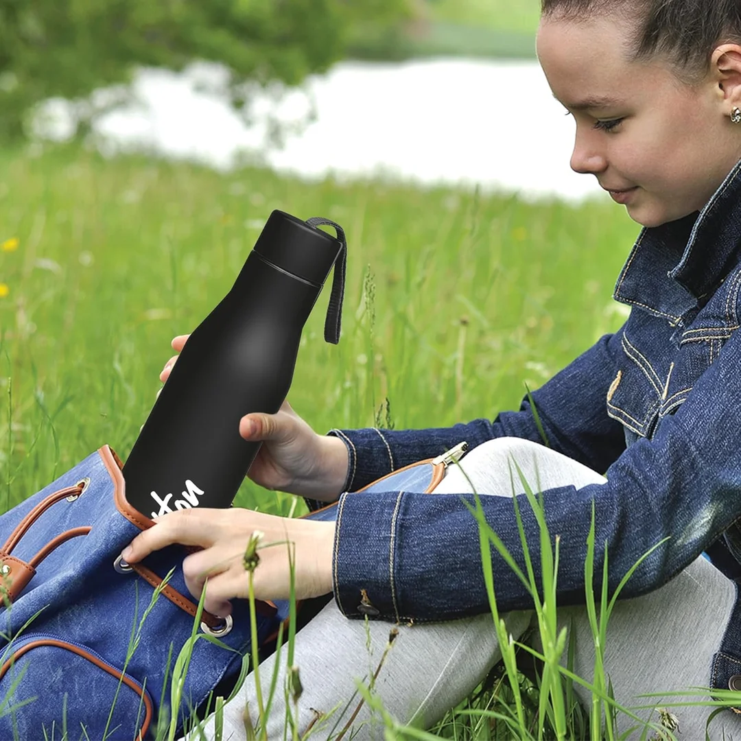 Milton super 500 Stainless Steel Water Bottle 475 ml | Leak Proof black School Gym image 3
